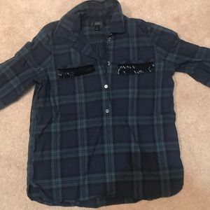 Flannel with beaded pockets